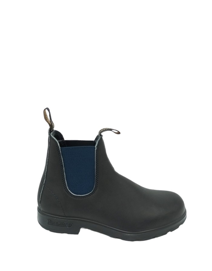 BLUNDSTONE 1917, BEATLES IN VITELLO INGRASSATO COLORE BLACK CON ELASTICI LATERALI NAVY, FONDO GOMMA