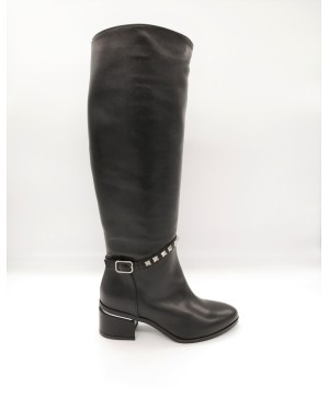 ALBANO 1158 STIVALE IN VITELLO COLORE NERO CON FIBBIETTA E CINTURINO ALLA CAVIGLIA CON BORCHIETTE,1/2 LAMPO LATERALE,FONDO GOMM