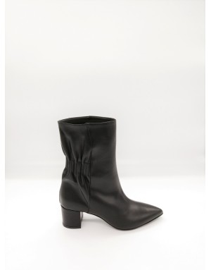 ALBANO 1177 TRONCHETTO A TUBINO IN VITELLO COLORE NERO,ELASTICO CON ARRICCIATURA NELLA PARTE POSTERIORE,TACCO FASCIATO 5CM,FOND