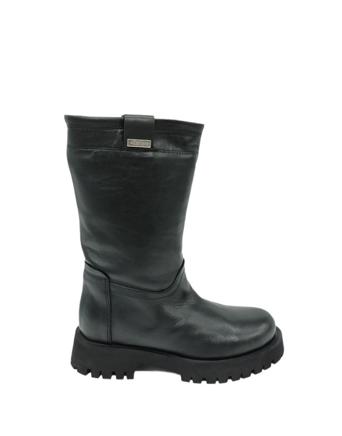 ALBANO 2425 STIVALE 3/4 LISCIO IN VITELLO COLORE NERO, FONDO GOMMA 4CM