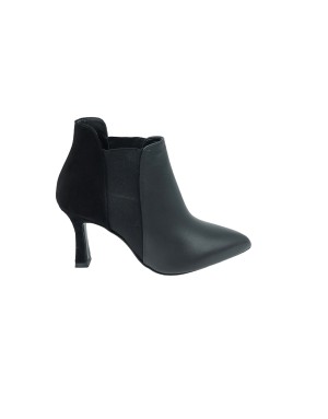 ALBANO 2547 TRONCHETTO/BEATLES LISCIO IN VITELLO E CAMOSCIO COLORE NERO, DUE ELASTICI LATERALI IN TINTA, TACCO FASCIATO 7CM, FO