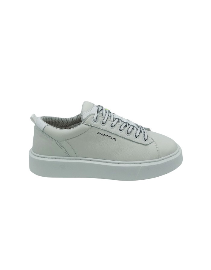 AMBITIOUS 1205, SNEAKER LACCI IN VITELLO BOTTALATO COLORE BIANCO, FONDO GOMMA EXTRA LIGHT