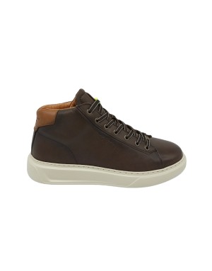 AMBITIOUS 13019 SNEAKER MID LACCI IN VITELLO COLORE BROWN CON FONDO EXTRA LIGHT MIELE