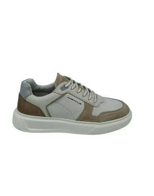 AMBITIOUS 13449, SNEAKER LACCI IN VITELLO E CAMOSCIO COLORE BEIGE, FONDO GOMMA EXTRA LIGHT