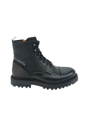 AMBITIOUS ANFIBIO CON PUNTINA, TOMAIA IN VITELLO COLORE NERO, LACCIO E LAMPO LATERALE, TOPPONCINO GOMMATO, FONDO GOMMA CARRO