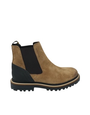 AMBITIOUS BEATLES LISCIO IN CAMOSCIO INGRASSATO COLORE TABACCO, GUARDOLO CUOIO, TOPPONCINO GOMMATO NERO, FONDO GOMMA CARRO