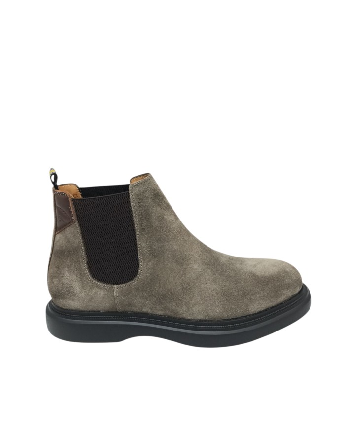 AMBITIOUS BEATLES LISCIO IN CAMOSCIO INGRASSATO COLORE TAUPE, ELASTICI T.MORO, FONDO GOMMA EXTRA LIGHT