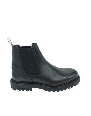 AMBITIOUS BEATLES LISCIO IN VITELLO INGRASSATO COLORE NERO, ELASTICI IN TINTA, FONDO GOMMA CARRO