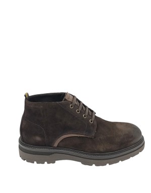 AMBITIOUS POLACCO MID LACCI LISCIO, TOMAIA IN CAMOSCIO INGRASSATO COLORE T.MORO CON PROFILI IN VITELLO IN TINTA, FONDO GOMMA CA