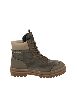 AMBITIOUS POLACCO STRINGATO IN VITELLO E CAMOSCIO INGRASSATO COLORE TAUPE, FONGO GOMMA CARRO