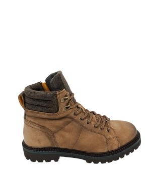 AMBITIOUS POLACCO/PEDULA MID, LACCI E LAMPO LATERALE, TOMAIA IN CAMOSCIO INGRASSATO COLORE TABACCO, FONDO MICRO CARRO