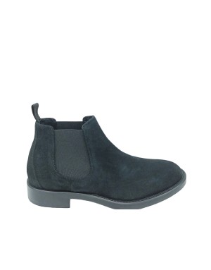 ANTICA CUOIERIA 19612 BEATLES LISCIO IN CAMOSCIO COLORE NERO, FONDO GOMMA