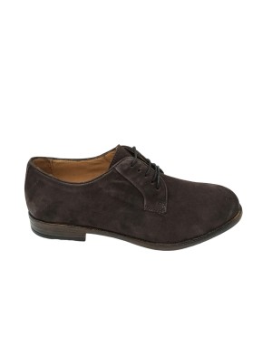 ANTICA CUOIERIA 22851 STRINGATA DERBY LISCIO IN CAMOSCIO COLORE T.MORO, FONDO GOMMA