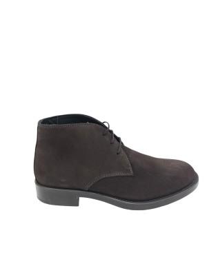 ANTICA CUOIERIA POLACCO LISCIO STRINGATO IN CAMOSCIO COLORE T.MORO, FONDO GOMMA