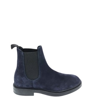 ANTICA CUOIERIA, BEATLES LISCIO IN CAMOSCIO COLORE BLU, ELASTICI LATERALI NERI, FONDO GOMMA