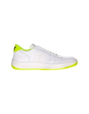 ATLANTIC STARS DRAKE SNEAKER LACCI IN VITELLO COLORE BIANCO CON RIPORTI GIALLO FLUO, FONDO GOMMA