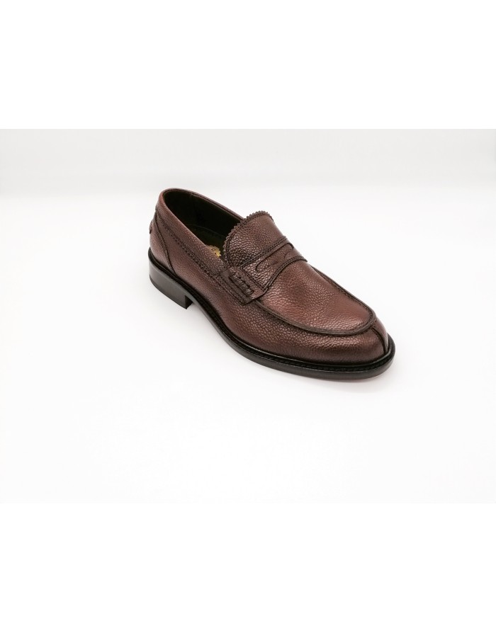 B.J.DEWIDSON 1545.371,MOCASSINO COLLAGE IN VITELLO CHICCO DI RISO COLORE MARRONE,DOPPIO FONDO CUOIO CON INSERTO GOMMA