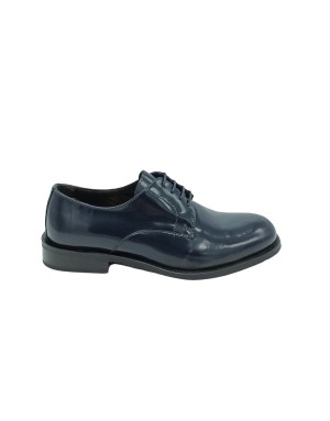 B.J.DEWINDSON 1632 STRINGATA DERBY IN VITELLO SPAZZOLATO COLORE BLU, INTERSUOLA IN CUOIO, FONDO GOMMA