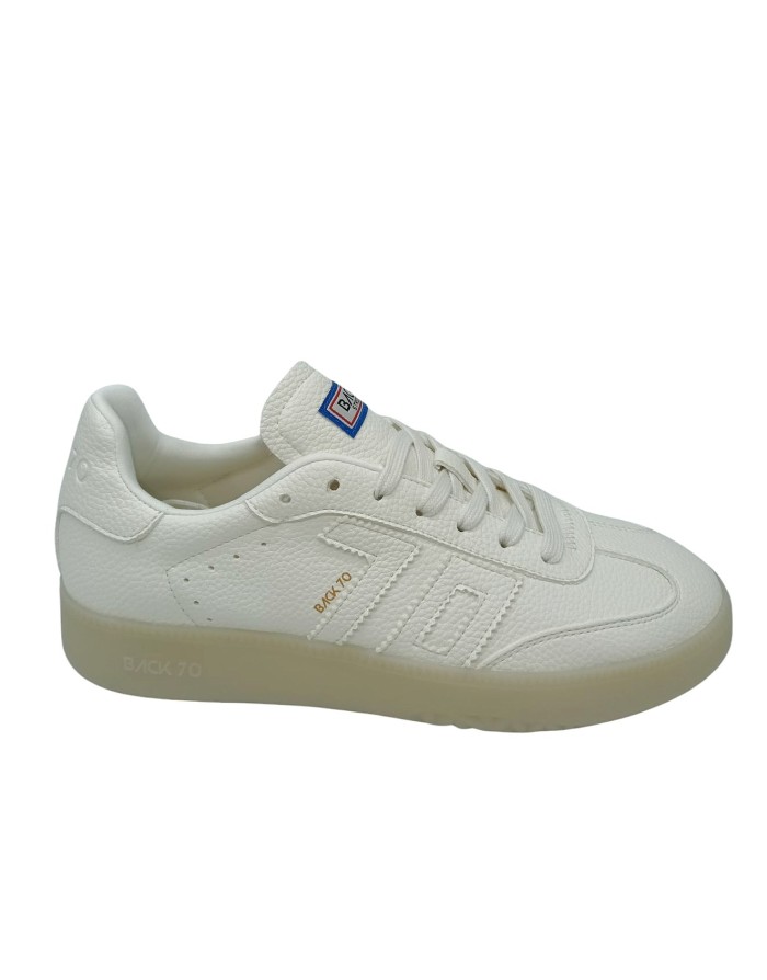 BACK 70  BOSTON SNEAKER LACCI IN VITELLO COLORE LATTE, FONDO GOMMA