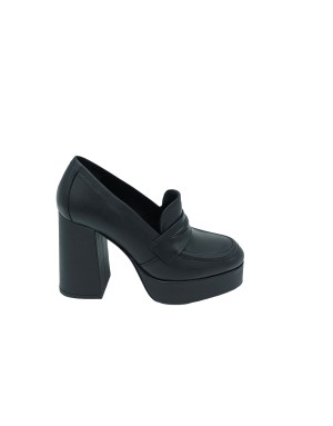 BRUNO PREMI BG2101X MOCASSINO VASCHETTA IN VITELLO COLORE NERO, TACCO 10CM CON PLATEAU, FONDO GOMMA