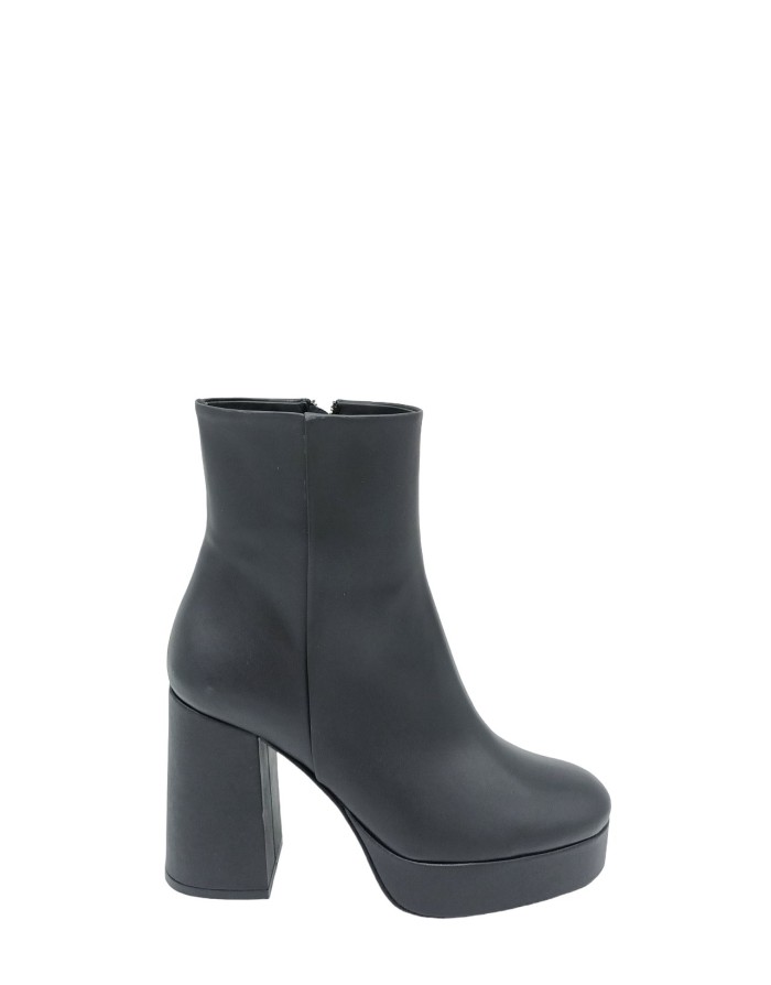 BRUNO PREMI BG2201X TRONCHETTO LISCIO IN VITELLO COLORE NERO, LAMPO LATERALE, TACCO 10CM CON PLATEAU, FONDO GOMMA