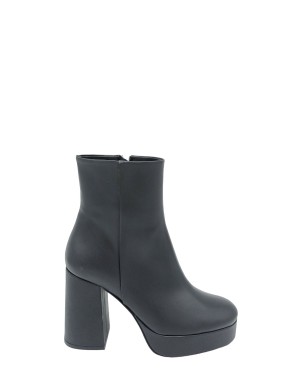 BRUNO PREMI BG2201X TRONCHETTO LISCIO IN VITELLO COLORE NERO, LAMPO LATERALE, TACCO 10CM CON PLATEAU, FONDO GOMMA