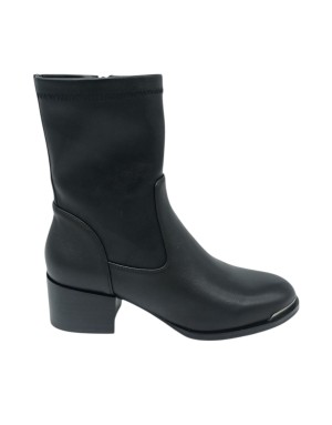 BRUNO PREMI STIVALETTO LISCIO CON GAMBALE ELASTICIZZATO, TOMAIA IN VITELLO COLORE NERO, LAMPO CENTRALE, PUNTALINO IN ACCIAIO, T