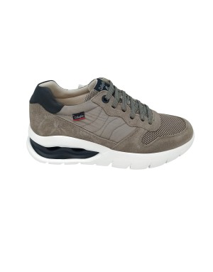 CALLAGHAN  SNEAKER LACCI IN CAMOSCIO, TESSUTO TECNICO E TESSUTO RETATO COLORE GRIGIO CON TOPPONCINO BLU, FONDO GOMMA EXTRA LIGH