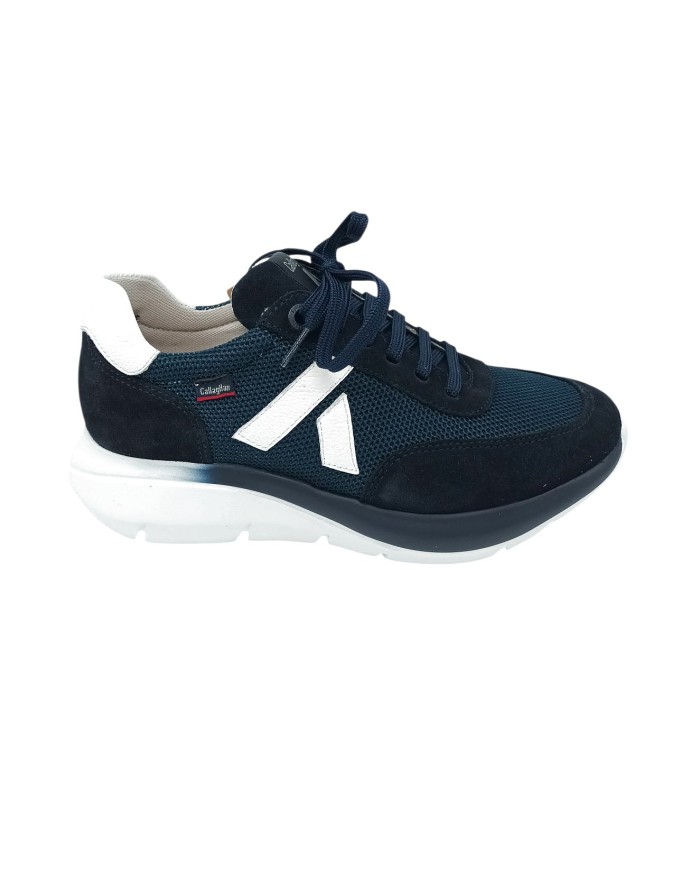 CALLAGHAN ALGORITMO SNEAKER LACCI IN CAMOSCIO E TESSUTO TECNICO COLORE BLU CON TOPPONCINO BIANCO, FONDO GOMMA EXTRA LIGHT
