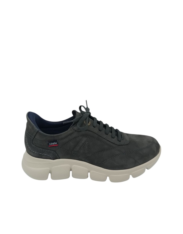 CALLAGHAN SNEAKER LACCI IN NABUK INGRASSATO COLORE GRIGIO, FONDO GOMMA EXTRA LIGHT BOLLE