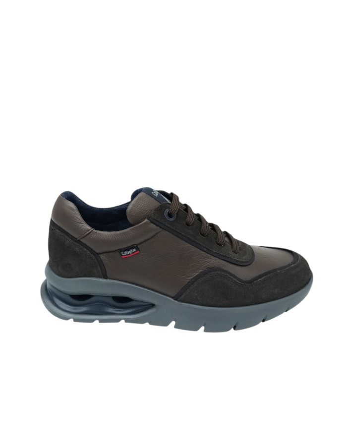 CALLAGHAN SNEAKER LACCI IN VITELLO E CAMOSCIO COLORE CAFFE'/MARRONE, FONDO GOMMA EXTRA LIGHT CON AMMORTIZZATORE AL TALLONE