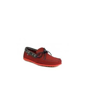 CALLAGHAN-87902 -MOCASSINO IN NABUK COLORE ROSSO CON BORDO MARRONE FONDO GOMMA