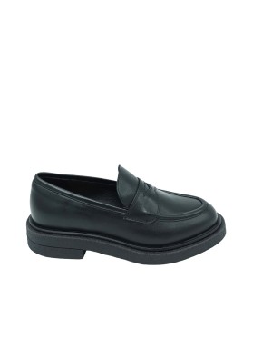 CARMENS 52124 MOCASSINO COLLAGE IN VITELLO COLORE NERO, FONDO GOMMA, TACCO 4CM