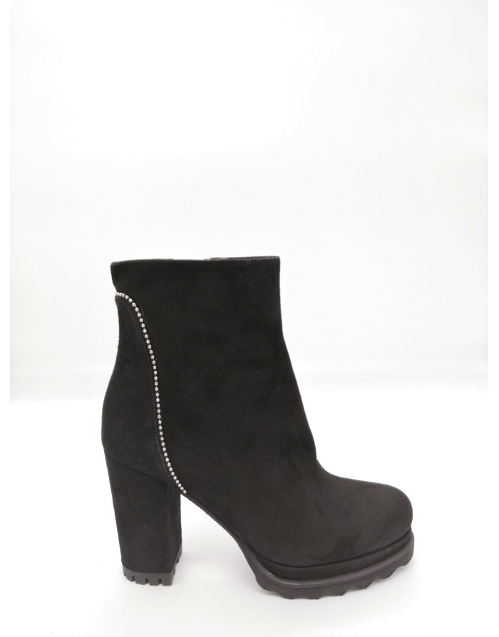 CIMADAMORE 207 TRONCHETTO TOMAIA LISCIA IN CAMOSCIO CON NOTTOLINI LATERALI TACCO 9,5CM CON PLATEAU FONDO MICRO