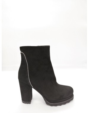 CIMADAMORE 207 TRONCHETTO TOMAIA LISCIA IN CAMOSCIO CON NOTTOLINI LATERALI TACCO 9,5CM CON PLATEAU FONDO MICRO