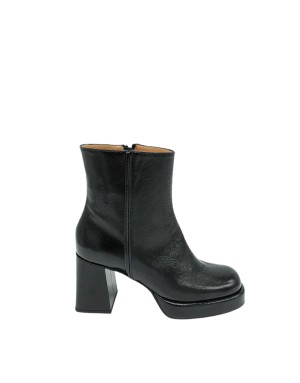 CIMADAMORE 328, TRONCHETTO IN NAPLAK COLORE NERO, LAMPO LATERALE, TACCO 8CM CON PLATEAU, FONDO GOMMA