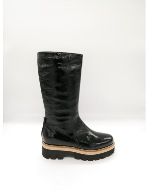 CIMADAMORE 427 STIVALE IN NAPLAK COLORE NERO CON LAMPO LATERALE,FONDO MICRO DENTATO CON GUARDOLO CUOIO,TACCO 5CM