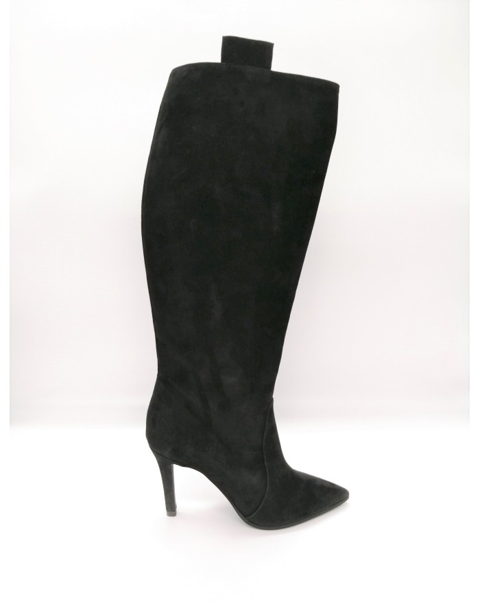 CIMADAMORE 436 STIVALE IN CAMOSCIO COLORE NERO CON LAMPO LATERALE,TACCO FASCIATO 9CM,FONDO GOMMA