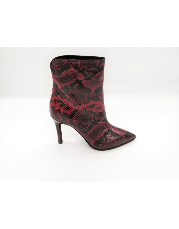 CIMADAMORE 438 TRONCHETTO A TUBO IN PITONE COLORE BORDO',TACCO FASCIATO 8,5CM,FONDO GOMMA