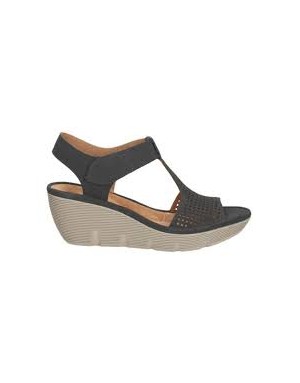 CLARKS CLARENE DIVA SANDALO CHARLESTON  IN NABUK MILLEFORI COLORE BLU,FONDO ZEPPA GOMMA EXTRA LIGHT 6CM