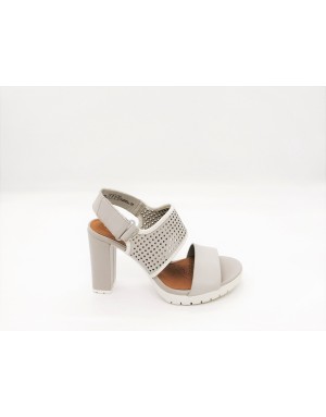 CLARKS PASTINA MALORY SANDALO 2 FASCE IN VITELLO COLORE GRIGIO/BIANCO TACCO 7 CM CON PLATEAU, FONDO GOMMA