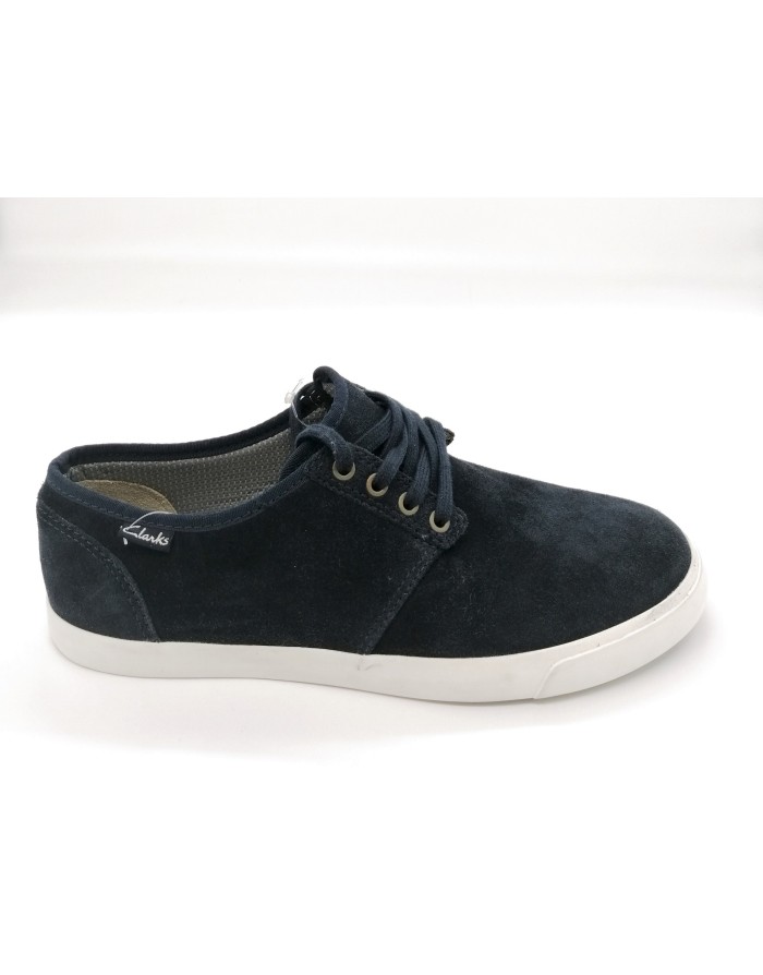 CLARKS TORBAY LACE DERBY LACCI IN CAMOSCIO COLORE BLU, FONDO GOMMA