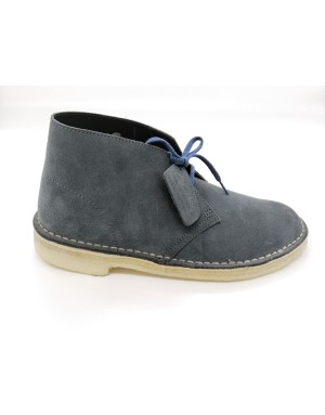 CLARKS-106567 DESERT BOOT, POLACCO  LACCI IN CROSTA COLORE DENIM, FONDO PARA