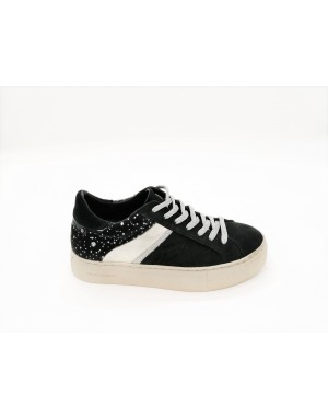 CRIME LONDON 25342A17B SNEAKER LACCI IN CAMOSCIO COLORE NERO CON BANDA LATERALE COLORE ARGENTO, FONDO GOMMA 3 CM