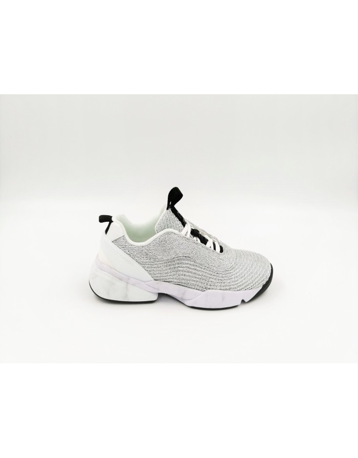 CROMIER 1C23 14937 SNEAKER LACCI DONNA, TOMAIA IN TESSUTO TECNICO LAMINATO COLORE ARGENTO, FONDO GOMMA MARMORIZZATO 4CM