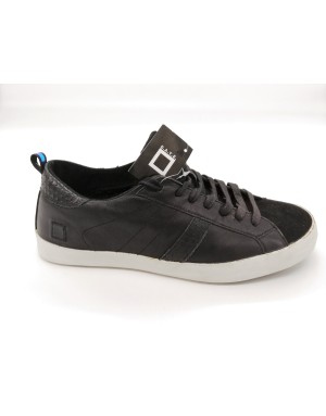 DATE  I15A-HL-NA-BK SNEAKER LACCI IN VITELLO E CAMOSCIO COLORE NERO, FONDO GOMMA