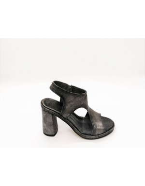 DEI COLLI ROOF 1001 SANDALO ACCOLLATO IN VITELLO INVECCHIATO COLORE ANTRACITE, TACCO 7 CM CON PLATEAU