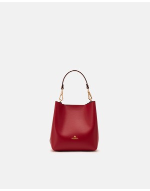 CUOIERIA FIORENTINA BORSA SECCHIELLO MEDIO IN VITELLO BOTTALATO COLORE CILIEGIA, MANICO/TRACOLLA REGOLABILE