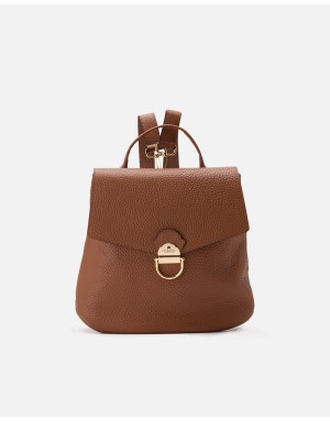 CUOIERIA FIORENTINA BORSA/ZAINO IN VITELLO BOTTALATO COLORE CARAMEL, CHIUSURA CON PATTA, TRACOLLE REGOLABILI/STACCABILI