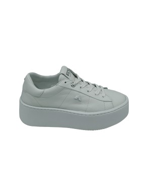 ED PARRISH BVLD-NP80, SNEAKER LACCI IN NAPPA COLORE BIANCO TUTTO, FONDO GOMMA EXTRA LIGHT 5CM